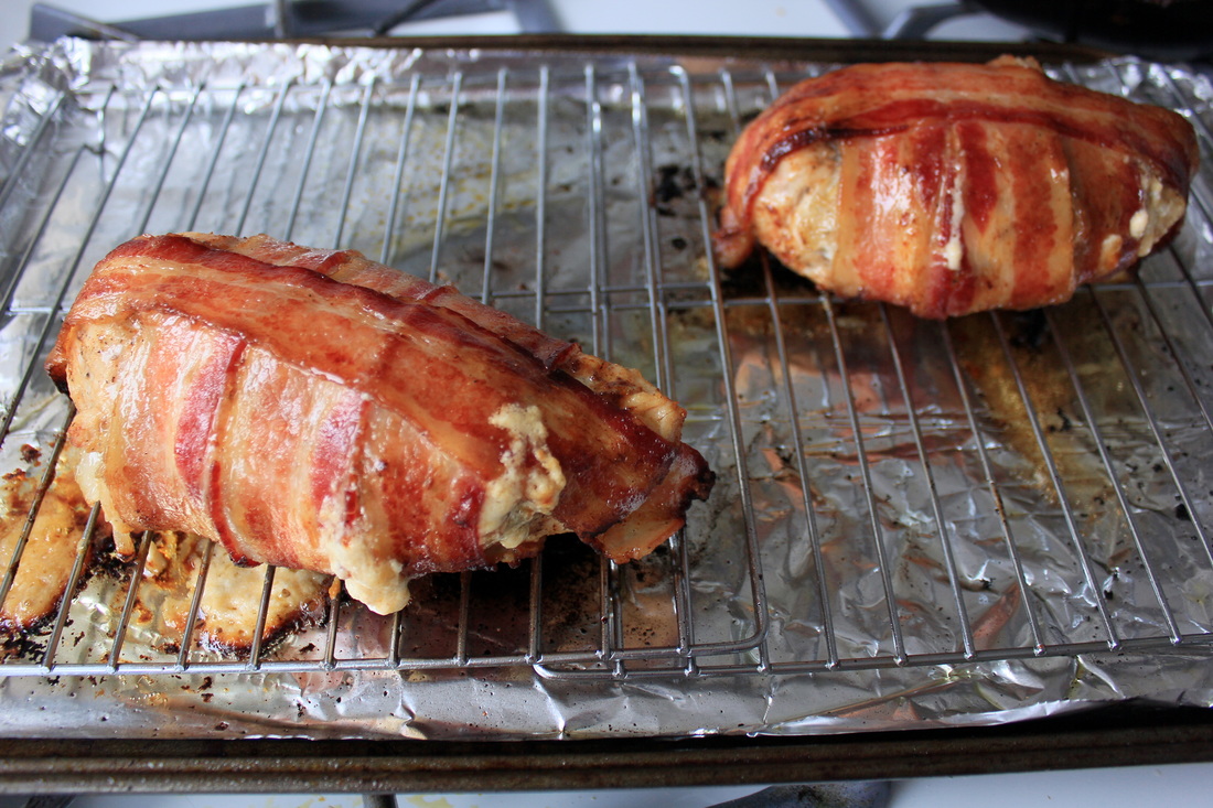 Cheese and Onion Stuffed Bacon Wrapped Chicken Breast 
